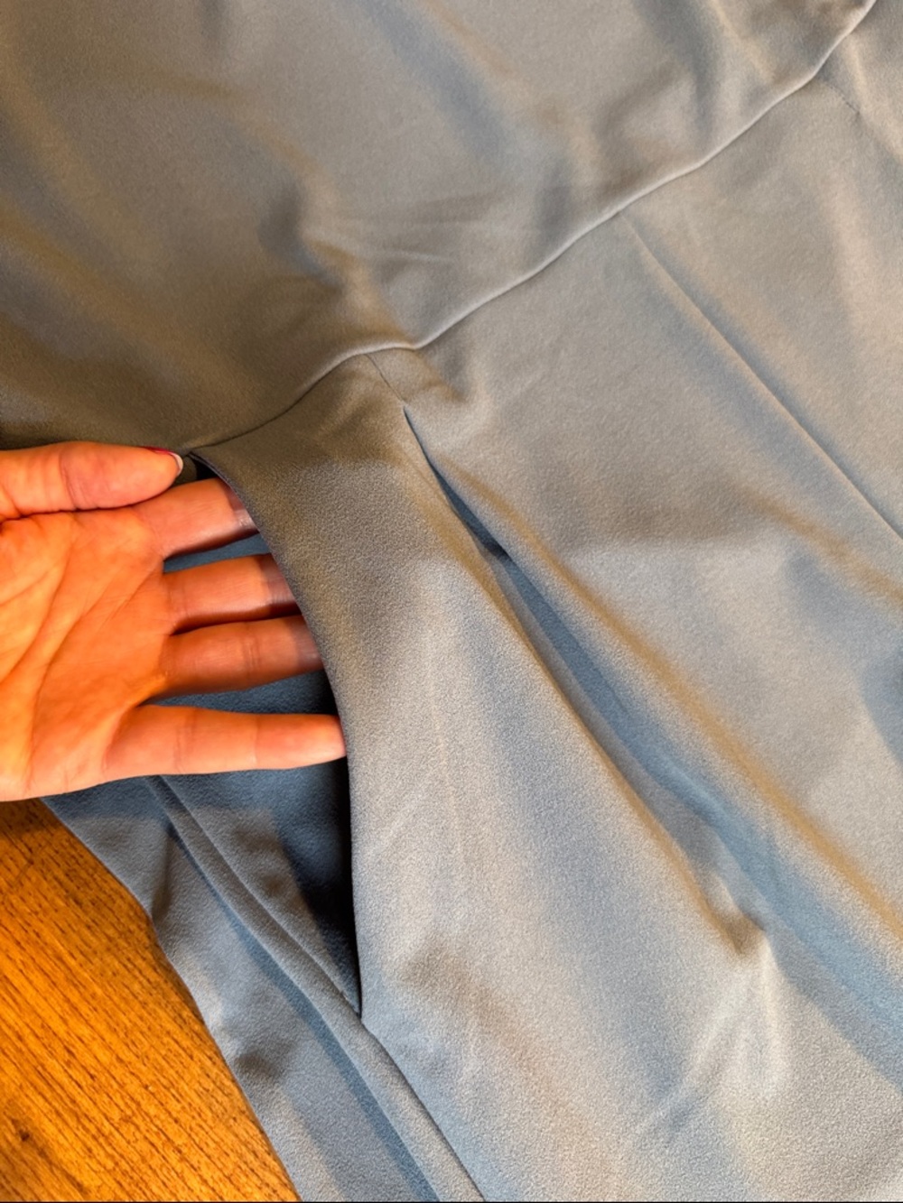 Express Dusty Blue V-Neck Wide-Leg Jumpsuit - Picture 4 of 4